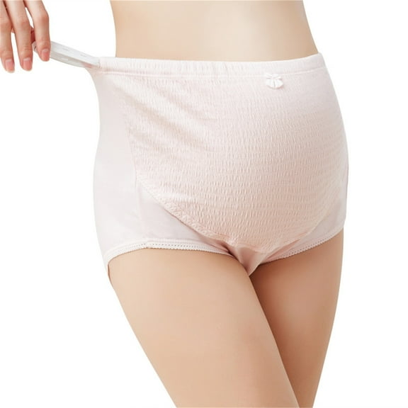 Women's Adjustable Waistband Maternity Panties Over Bump Plus Size Cotton High Waist Underwear,5XL,Pink