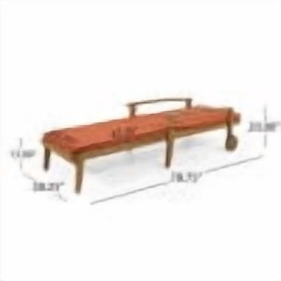 Adjustable Chaise Lounge, Outdoor Acacia Wood Lounge for Patio Poolside, Teak and Orange
