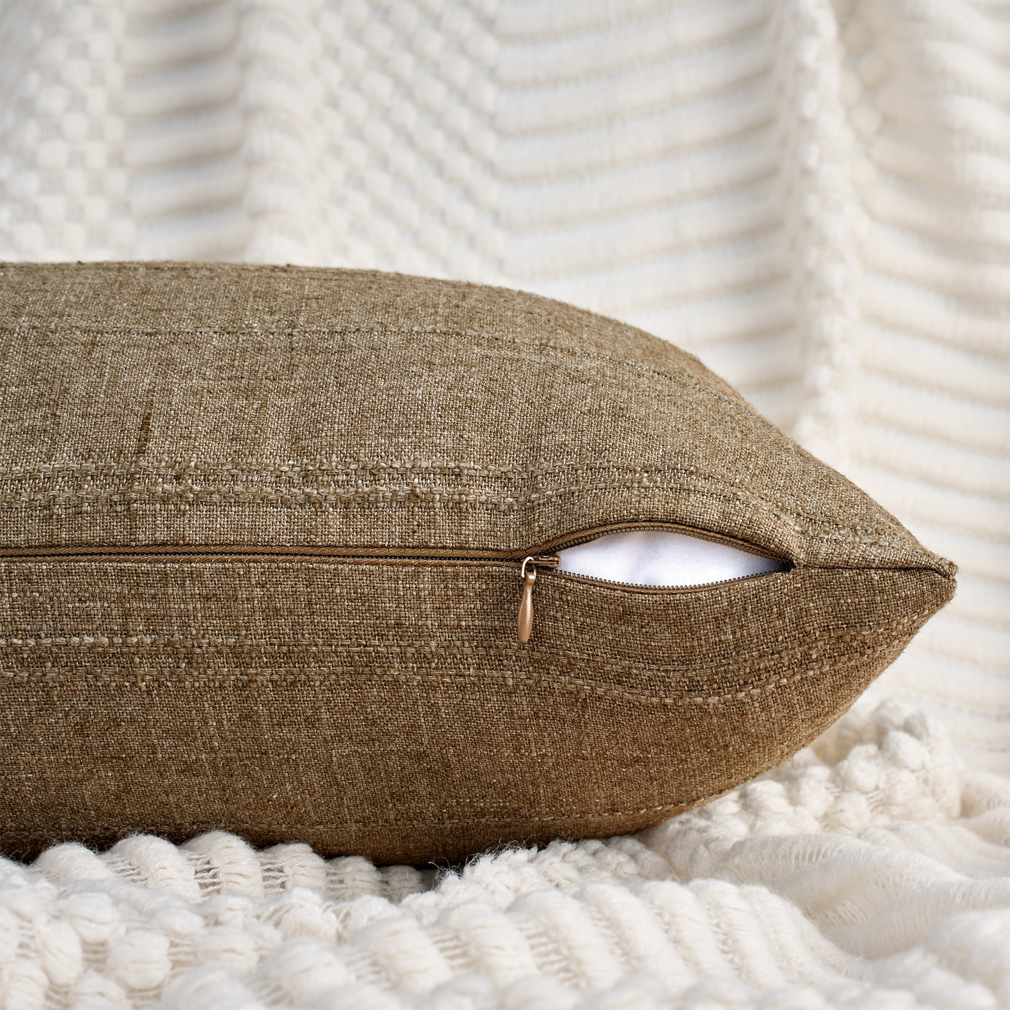 Unique Bargains Linen Soft Solid Throw Pillow Covers Pack of 2 Dark Brown 18" x 18"
