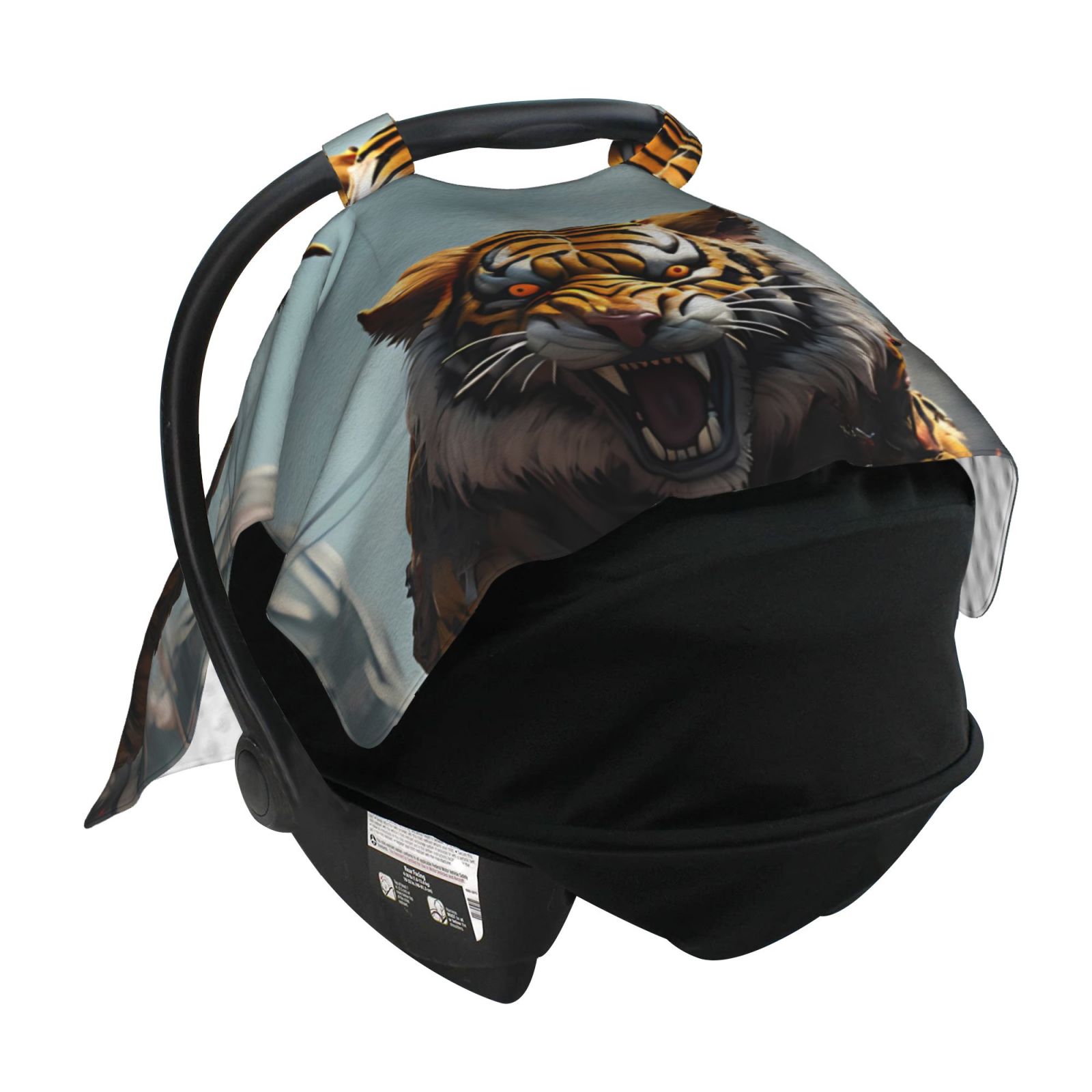 Car Seat Cover Baby - Ruins Tiger Warrior Breathable Infant Car Seat Cover for Baby Carseat, Lightweight Comfort Baby Essentials Must Haves Newborn Stuff for Girl Boy