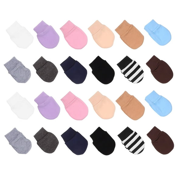 Raindrops 12 Pairs Cotton Newborn Mittens for Boys Multi Color Breathable Baby Hand Covers for Outdoor Use