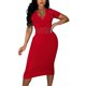 thumbnail image 1 of Gibobby Vestidos de noche cortos Vestido de solapa de cadera delgado hueco con cuello en V sexy para mujer(Rojo,M), 1 of 5