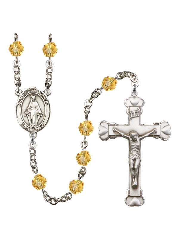 Bonyak Jewelry 18 Inch Rhodium Plated Necklace w// 6mm Red January Birth Month Stone Beads and Saint Michael//1St Responder Charm