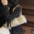 thumbnail image 2 of Bolso de mano estilo baguette francés retro para mujer, de piel encerada retro, con cordón arrugado, informal, de un solo hombro, tipo bola de masa debajo del brazo., 2 of 5