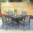 thumbnail image 4 of SUNCROWN 5-Piece Outdoor Patio Dining Set with Metal Steel Square Table with 1.57" Umbrella Hole,  Textilene Chairs for 4-Person, Gray, 4 of 7