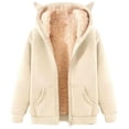 thumbnail image 5 of Plain Basic Fleece Lined Zip Up Hoodies for Women Winter Long Sleeve Thick Hooded Sweatshirt with Pockets Jacket Coat, 5 of 6