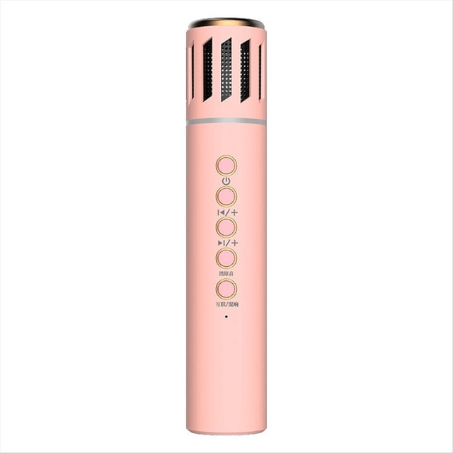 Micrófono Portátil Inalámbrico Bluetooth para Karaoke en Casa, Audioconferencias, Reducción de Ruido, Luz Colorida, , Color Rosa.