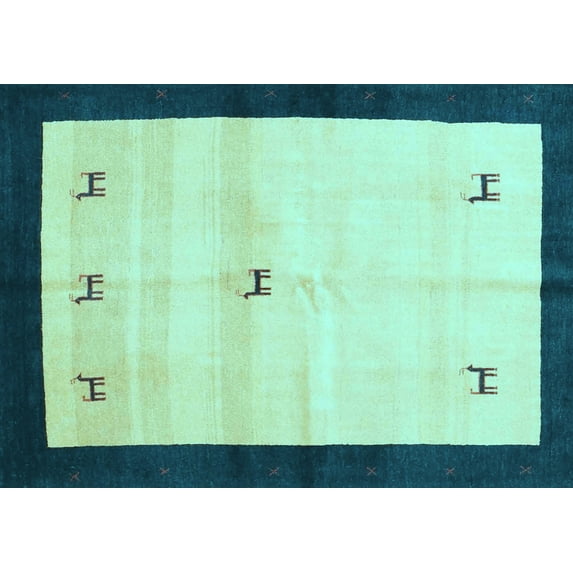 Ahgly Company Indoor Rectangle Solid Light Blue Modern Area Rugs, 2' x 5'