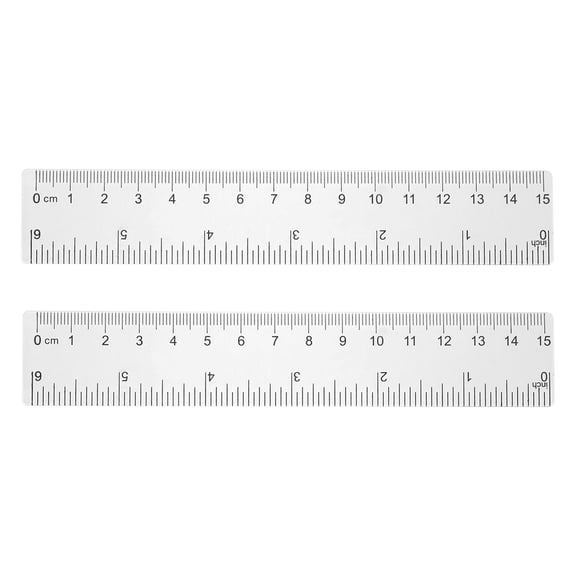Uxcell 2pcs Clear Plastic Ruler 15cm / 0.59" Straight End Ruler with Black Scale Mark