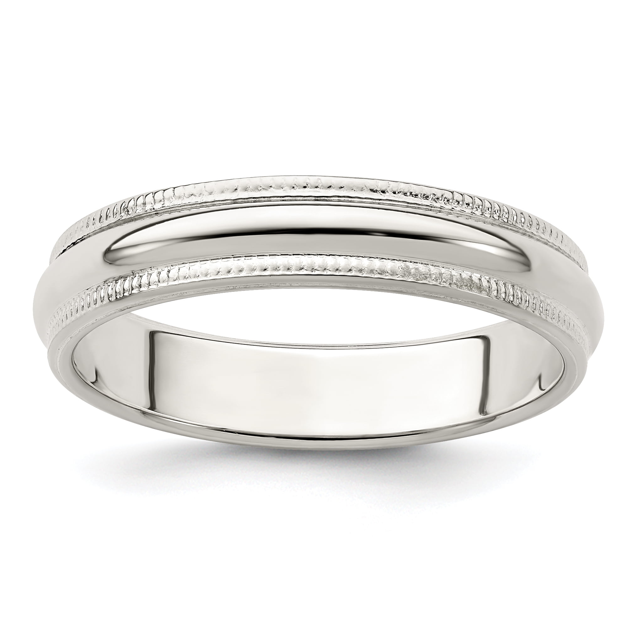 925 Sterling Silver 8mm Half Round Milgrain Size 5.5 Wedding Ring Band Classic Fine Jewelry Gifts For Women For Her