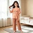 thumbnail image 6 of Bovxnpu Unisex Girls Summer Outfits Casual Loungewear Set Graphic Short Sleeve Crewneck Kids Soft Loungewear Pants Set, 6 of 6