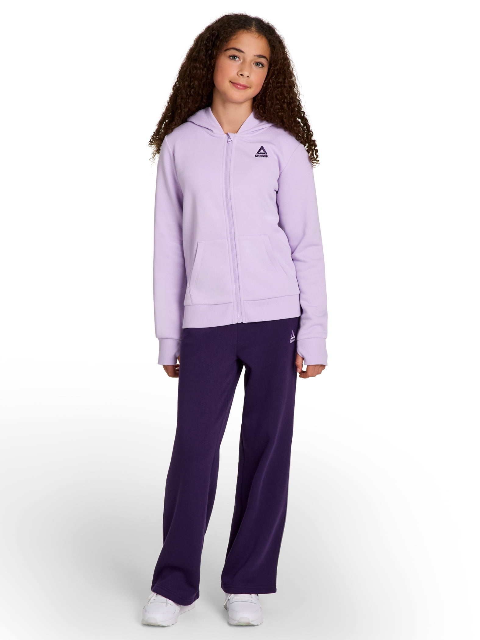 Reebok Girl’s Game Day Fleece Full Zip Hoodie, Sizes 4-18