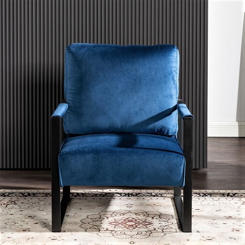 Knubmt Upholstered Club Chair Accent Chair with Metal Frame, Velvet Armchair for Living Room, Bedroom, Home, Office, Blue