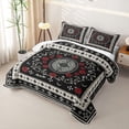 thumbnail image 3 of Homewish Gothic Rose Quilt Full, Bohemian Flower Full Bedspread Sets, Black Red Gray White, 3 Pieces 1 Bedspread and 2 Pillowcases, 3 of 7
