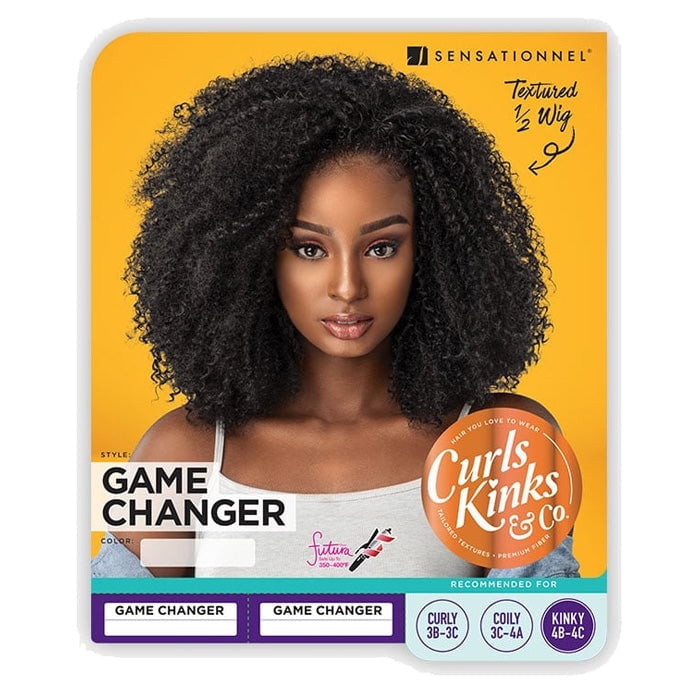 CURLS KINKS  COIW THE GAME CHANGER COHALF WIG HEAT RESISTANT SYNTHETIC FIBER WIG