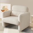 thumbnail image 4 of 33.86" Modern Accent Single Sofa Chair with Arms, Lamb Fabric Upholstered Comfy Reading Arm Chair with a Waist Pillow for Bedroom, Living and Office, 4 of 5