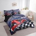 thumbnail image 3 of Homewish Racing Car 7pcs Bedding Comforter Set,Speed Extreme Sport Queen Bedding Sets,White Black Ckeckered Flag Queen Sheet Sets For Boys Kids,Breathable Home Decor Reversible, 3 of 8