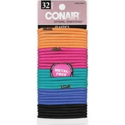 Conair Styling Essentials Neon No Metal Elastics, 32 Pack