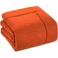 thumbnail image 3 of 500-TC Egyptian Cotton All Season Comforter for Adults Super King Size 98" x 108" Inches, 1pc Comforter Box Stitched with 4 Corner Tabs, 300 GSM Comforter, Orange Stripe, 3 of 4