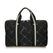Angle View: Pre-Owned Chanel Old Travel Line Laptop Case Nylon Fabric Black