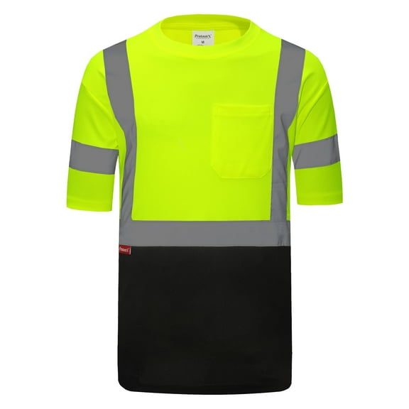 High Visibility Shirts for Men Women, Quick Dry Safety Short Sleeves T Shirts with Reflective Strips, Hi Vis Construction Work Shirt, Class 2 ,Green ,Small