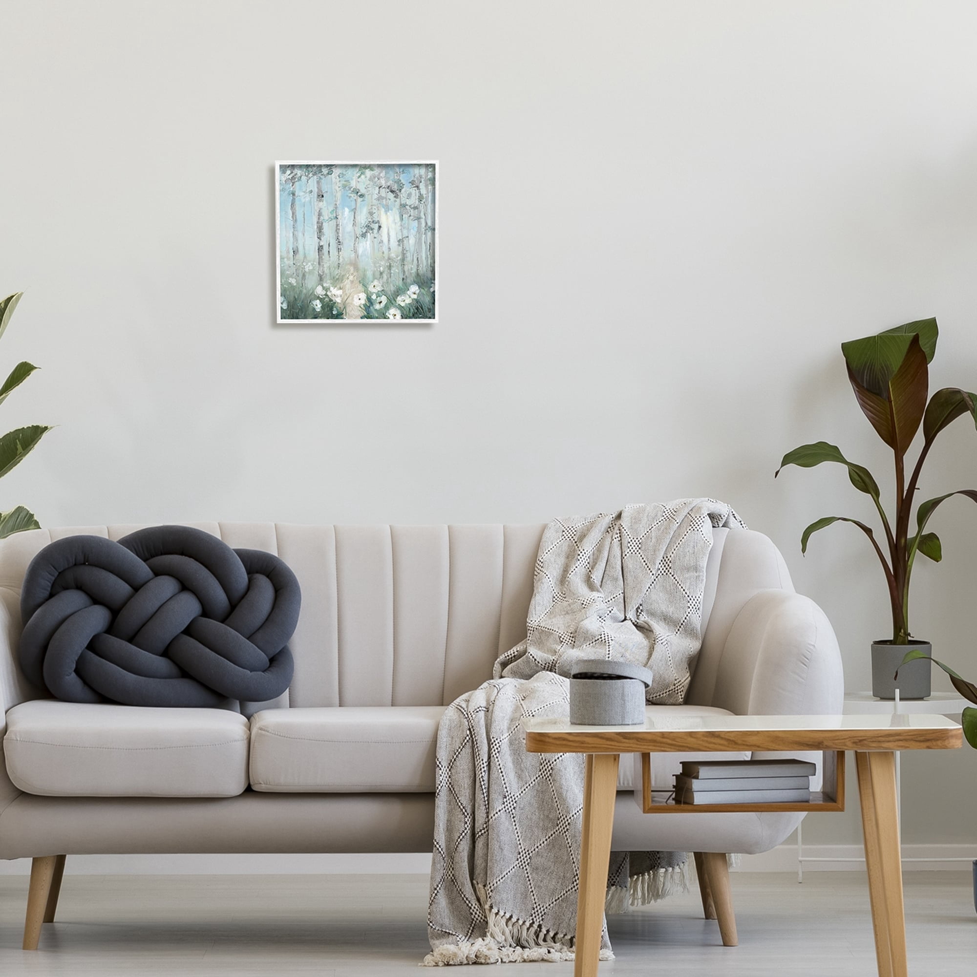 Stupell Industries White Flowers Blooming Forest Birch Trees Scenery Painting White Framed Art Print Wall Art, Design by Sally Swatland