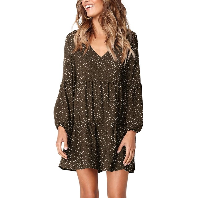 Amoretu - Vestido túnica de verano para mujer, cuello en V, informal, suelto, fluido, vestido de cambio Zhivalor WMZL-2054-19