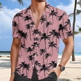 thumbnail image 2 of LIIPEE Men Shirts Casual Summer Lapel Button Down Graphic Printed Short Sleeve Beach Shirt Male Fashion Loose Fit Sports Tops Comfortable Breathable Soft Daily Shirts,Pink,XL, 2 of 4