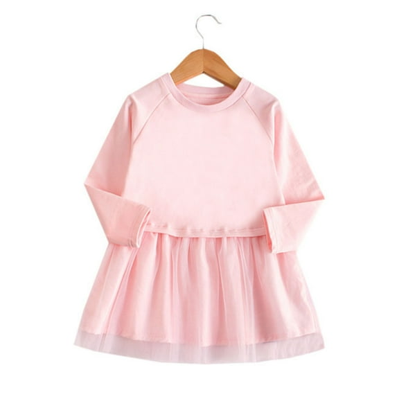 YunPes Toddler Baby Girls Long Sleeve Cotton Dress Solid Tops Girls Christmas Dress Size 12