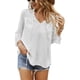 thumbnail image 1 of Camisa informal de manga tres cuartos, blusa informal para mujer, blusa informal con cuello en V, blusa informal de funcionamiento suave, 1 of 9
