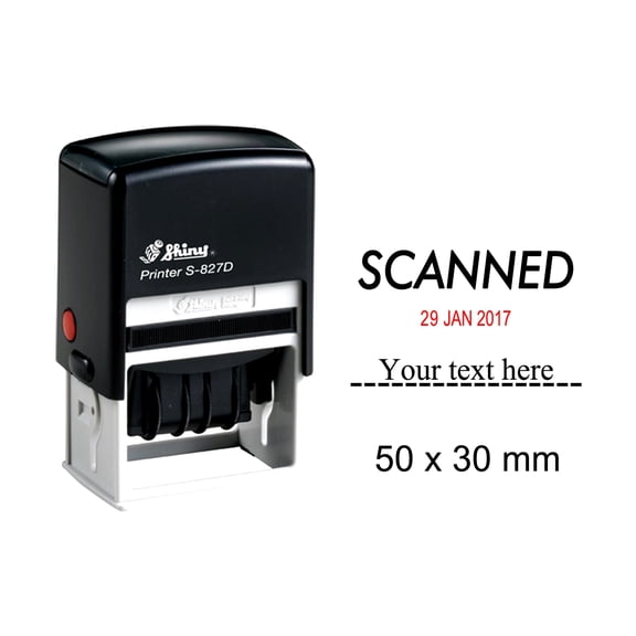 Self Inking Shiny Date Stamp With Scanned & Your Text Here Text Ofiice Stationery Rubber Stamper S-827D