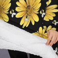 thumbnail image 3 of Oversized Wearable Blanket Hoodie,Black Bee Yellow Flower Pattern Sherpa Blanket Hoodie with Super Pockets,Super Warm Fuzzy Pullover for Women & Men, 3 of 6