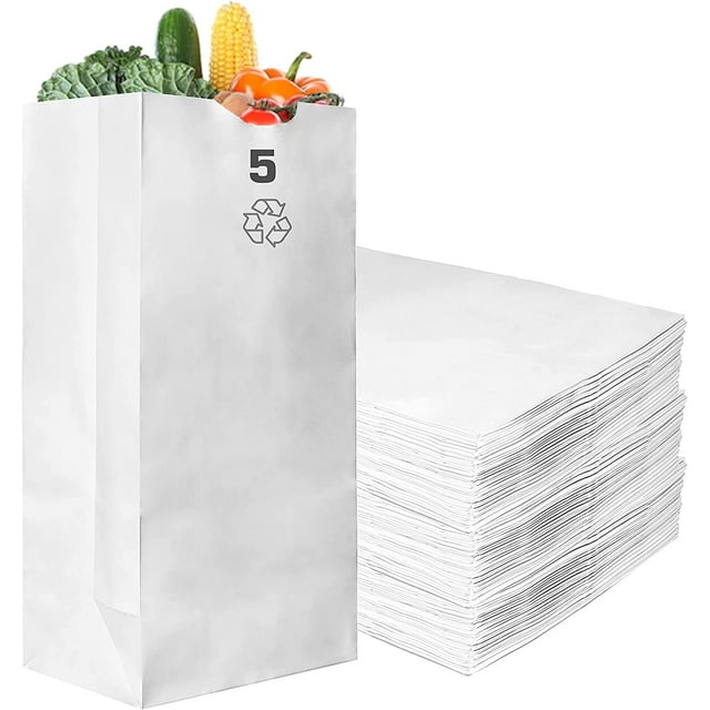 Paper Lunch Bags 5 Lb White Paper Bags 5LB Capacity Kraft White Paper