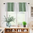 thumbnail image 5 of 3 Piece Kitchen Curtains and Valances Set Sage Green Grey Stripe Cafe Curtains 24 Inch Length Farmhouse Simple Striped Valance & Tier Curtain for Living Room Bedroom Small Window 54"x18"+27"x24"*2, 5 of 6
