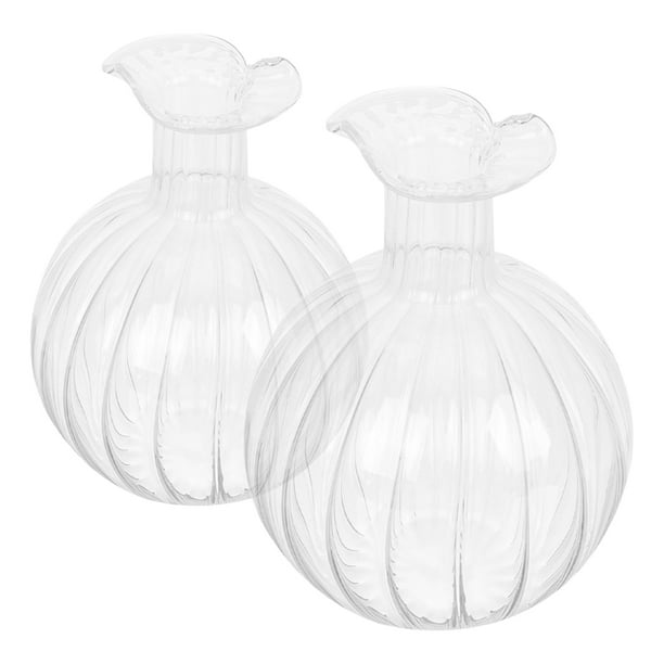 2 jarrones de vidrio transparente para centros de mesa con flores, jarrones de vidrio transparente para macetas hidropónicas, decoración de mesa
