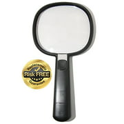 EasY Magnifier Big Reading Magnifying Glass 2X with Bright LED Light; Premium Clear Acrylic Lens; Lighted Loupe for Reading Books Magazines Maps Photo; Macular Degeneration Low Vision Aid