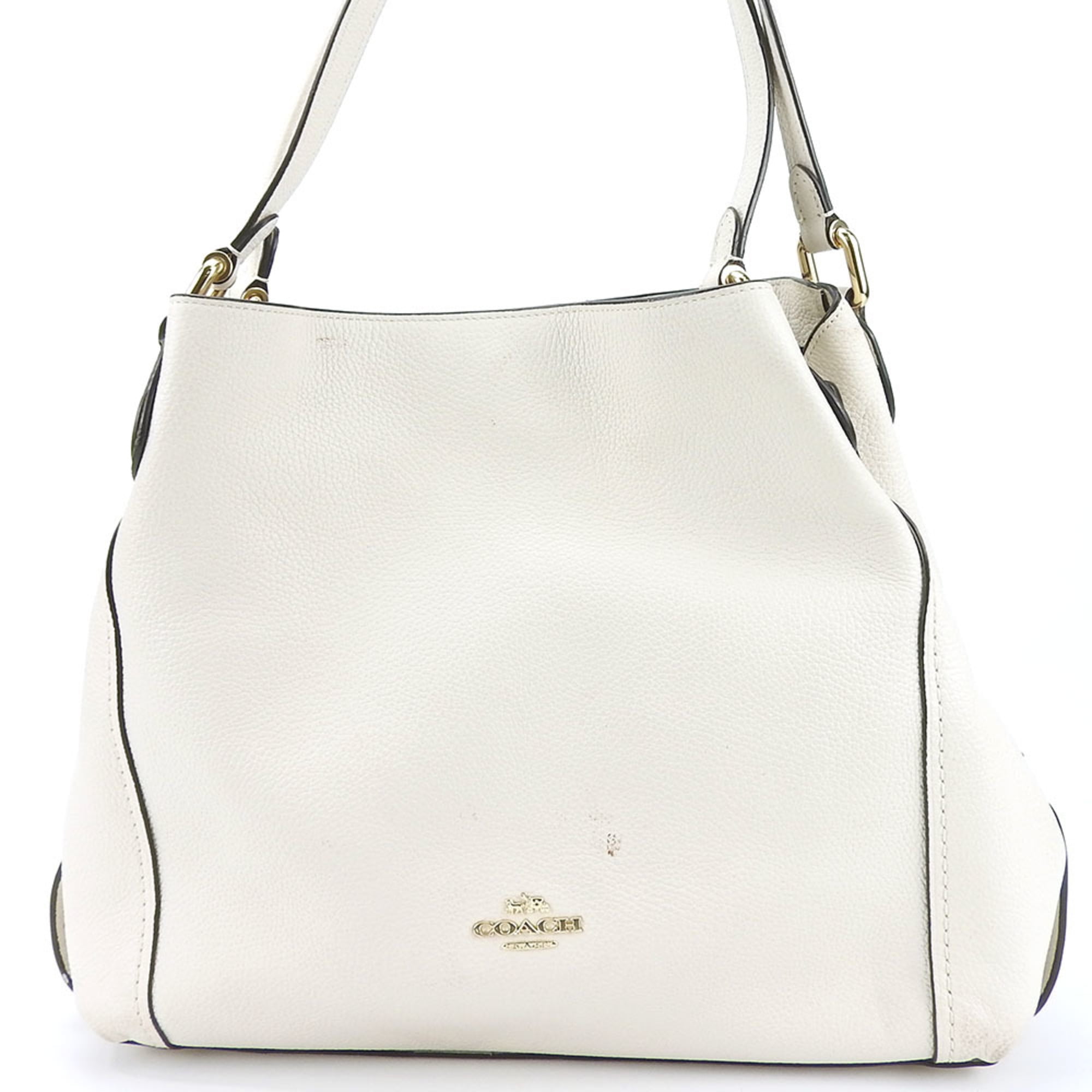 Pre-Owned Coach Shoulder Bag 57125 Leather Off-White Women's