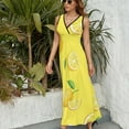thumbnail image 3 of Lemons on Yellow Sleeveless Dress summer dresses Woman clothes, 3 of 6