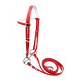 thumbnail image 1 of Cabezada de caballo con riendas, cuerda de montar, accesorios de equitación, cabestro, testera de cabestro M rojo, 1 of 9