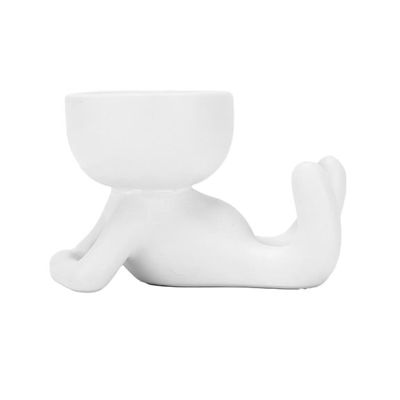 Suodoka Ceramic Human-Shaped Succulent Plant Pot, 4.3 Inches / 11 cm, Creative Flower Planter for Home Decor and Personalized Gifts