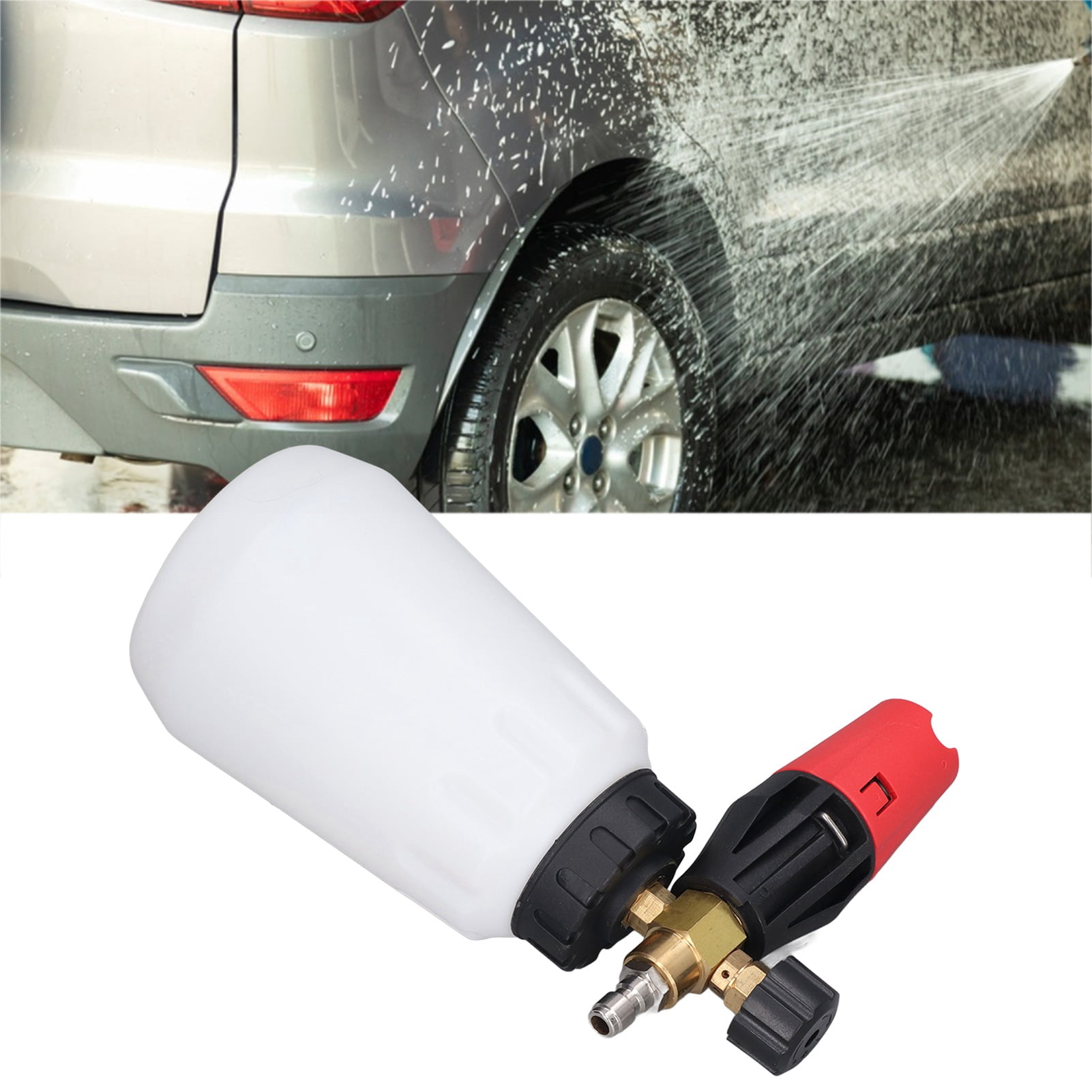 Rupoun Pressure Washer Foam Cannon Wide Neck Adjustable Nozzle Foam Gun for Car Washing 1/4 Inch Quick Connect Type Brass and PC Material 3600 PSI High Pressure Cleaning Tool Attachment