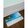 thumbnail image 2 of Tropical Bath Mat, Exotic Beach with White Sand and Palm Tree Green Forest Clear Sky and Clouds, Non-Slip Plush Mat Bathroom Kitchen Laundry Room Decor, 29.5 X 17.5 Inches, Blue White Green, Ambesonne, 2 of 2