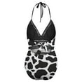thumbnail image 4 of One Piece Swimsuit Women Tummy Control - V Neck Black White Cow Print Pattern Halter Swim Suits for Women 2025, Padded Full Coverage Bathing Swim Suit for Women, 4 of 7
