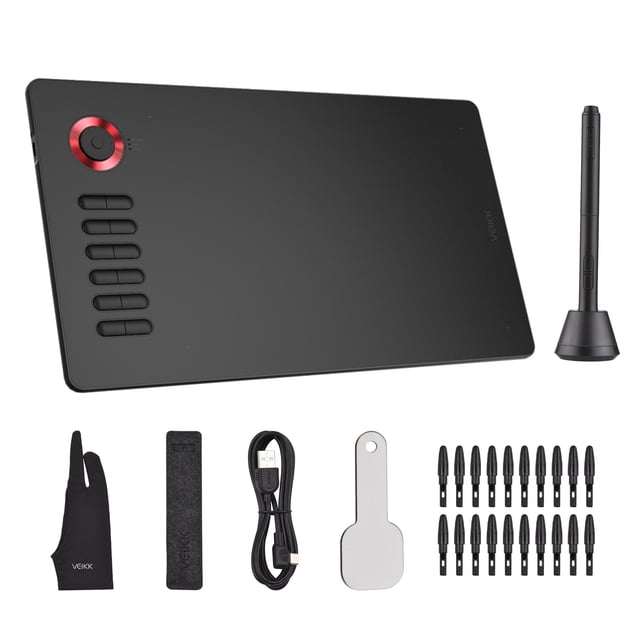 VEIKK A15 Pro - Tableta de dibujo gráfico con lápiz de sensibilidad 8192 sin batería, 12 teclas de a Abody Rojo