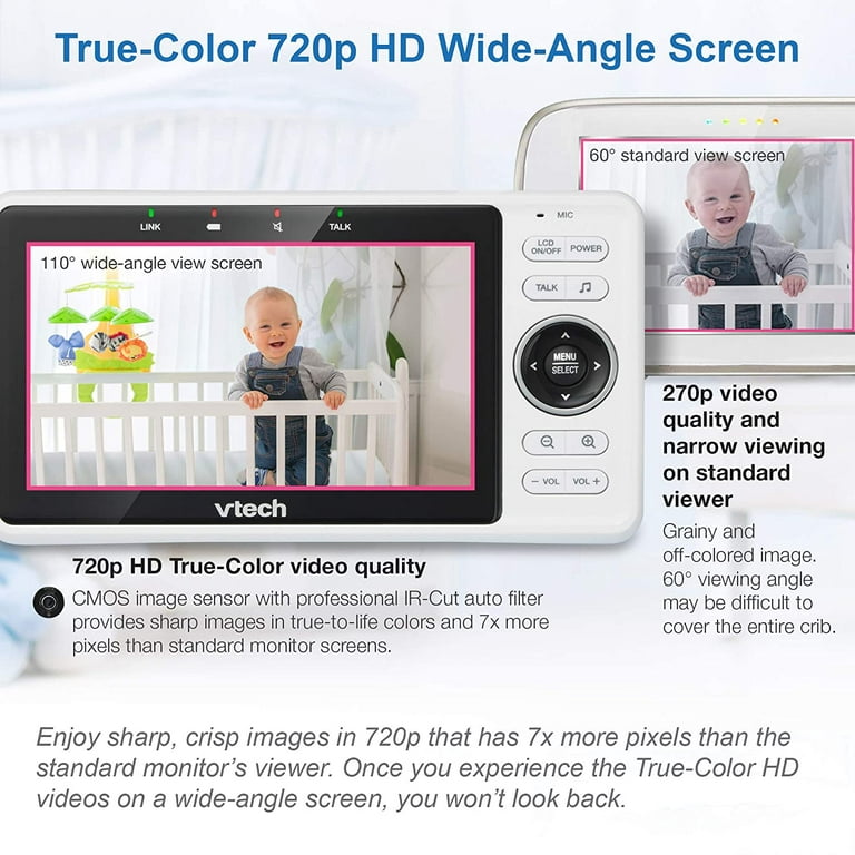 VTECH - Babyphone Vidéo Wide View HD (Écran 5 Ultra Plat HD