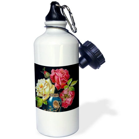 

3dRose Vintage Roses in Vase Sports Water Bottle 21oz