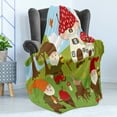 thumbnail image 4 of Gnome Soft Flannel Fleece Throw Blanket, Elves Working in the Garden Amanita House Butterflies Forest Trees Composition, Cozy Plush for Indoor and Outdoor Use, 50" x 70", Multicolor, by Ambesonne, 4 of 5