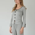 thumbnail image 3 of Lounge Women's Long Sleeve Pajama Set with Decorative Bows and Soft Wide Leg Pants - X Large, Gray, 3 of 7
