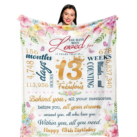 MMYGU 13 Year Old Girl Gift Idea 13th Birthday Gifts for Girls Teen Girl Age 13 Birthday Gift Ideas Fleece Blanket 50x60in