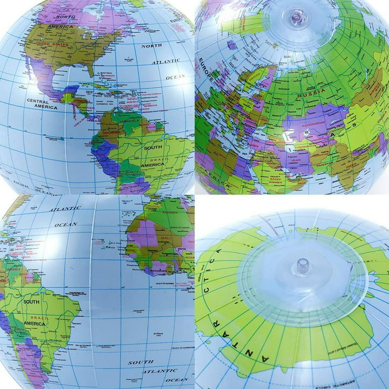 40Cm Inflatable World Globe Map Ball Earth Geography Blow Atlas Educational  Toy 